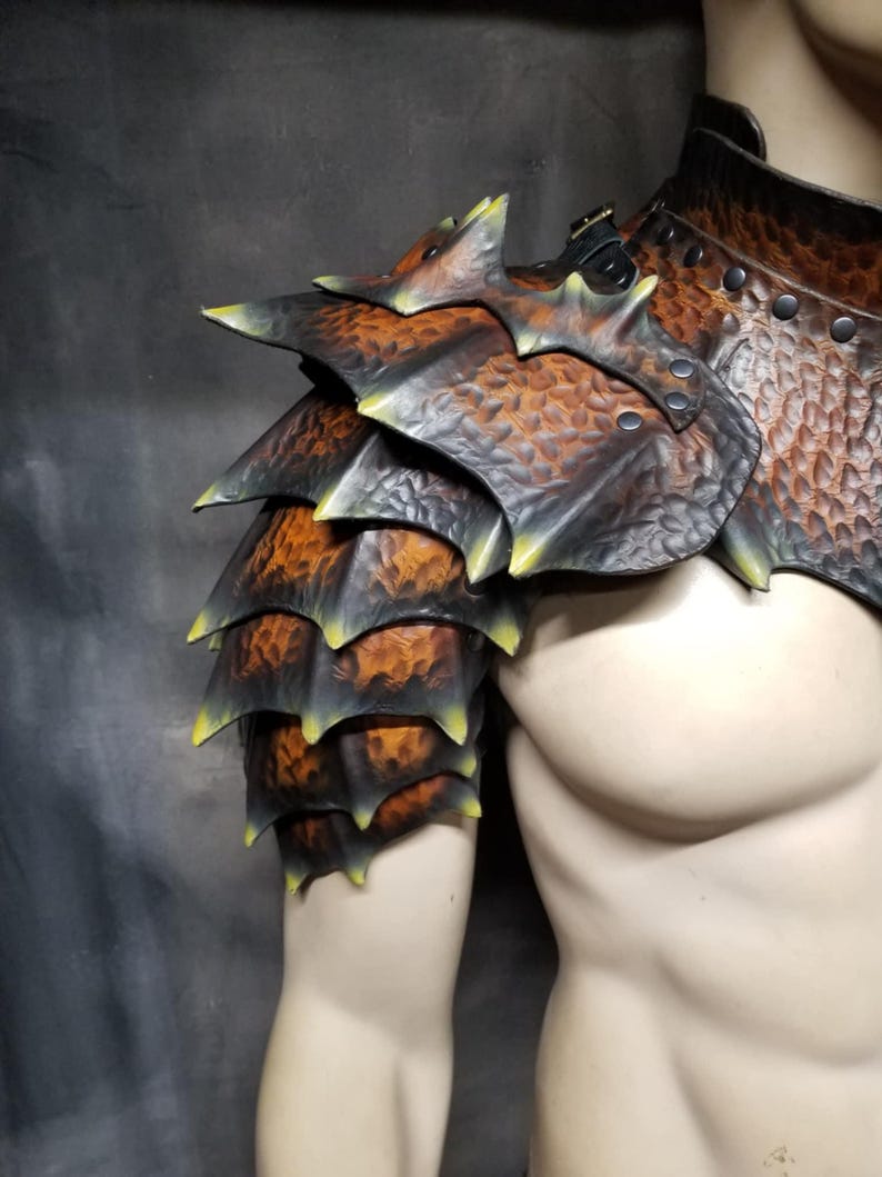 Leather Armor Dragon Scale Shoulders & Gorget: Custom LARP Cosplay ...