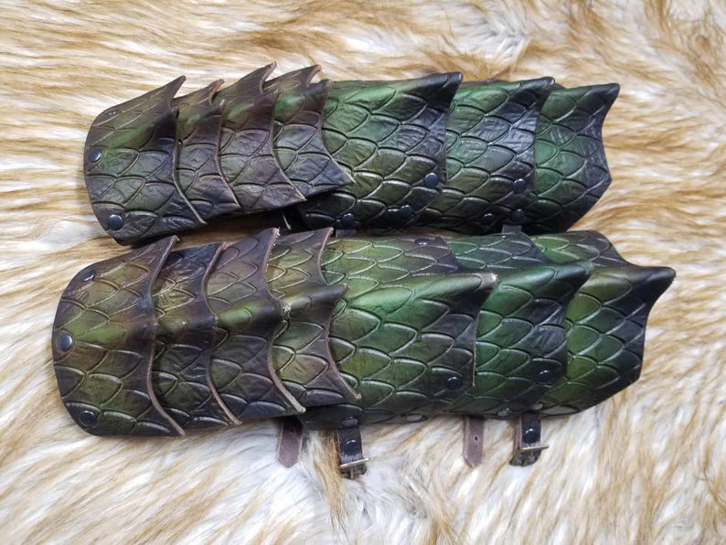 Dragon Scale Leather Gauntlets: Custom LARP Cosplay Armor - Etsy