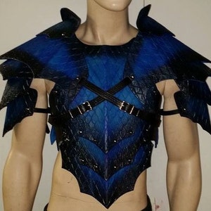 Leather Armor Dragon Scale chest back & shoulders Dragonscale armor cuirass breastplate LARP armor Cosplay armor spaulders pauldrons armour