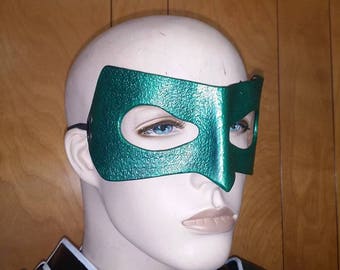 Green Lantern Mask Hero Mask Superhero Mask LARP mask cosplay mask leather mask leather armor leather armour Halloween Mardi Gras New Years