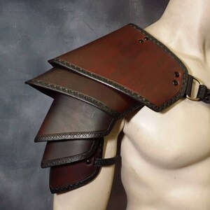 Leather Shoulder armor Leather Armor spaulder leather pauldron LARP armor cosplay armor viking armor celtic armor leather shoulder armour image 4