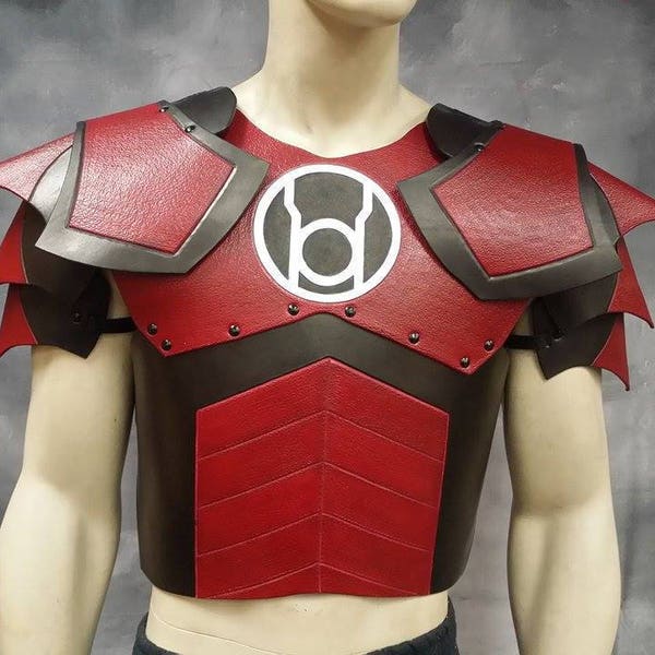 Red Lantern Leather Armor Set LARP armor Cosplay armor Halloween costume Ren Faire Leather Armour Superhero Armor Juggernaut Set