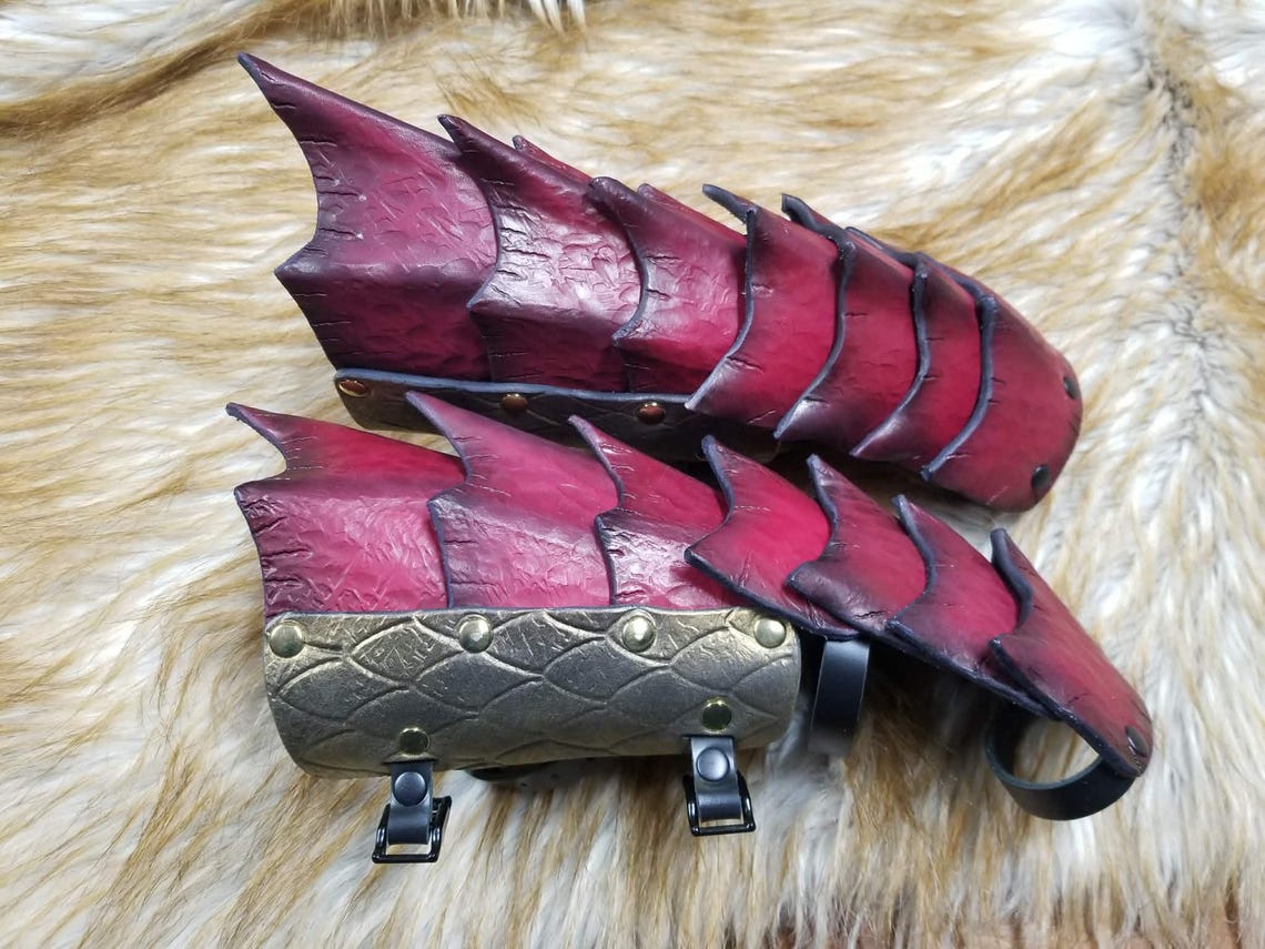 Dragon Scale Leather Gauntlets: Custom LARP Cosplay Armor - Etsy
