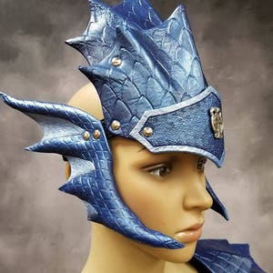 Dragonscale Helmet Dragon Scale Helmet Dragon helmet LARP helmet cosplay helmet leather helmet leather headpiece leather armor armour image 8