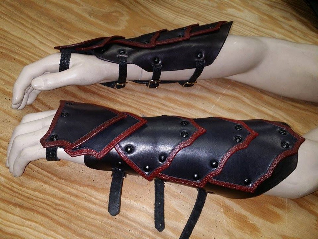 Handcrafted Leather Barbarian Gauntlets: Custom LARP Armor - Etsy
