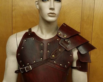 Leather Armor Pit Fighter Chest Back & Shoulder Medieval cuirass breastplate Cosplay armor LARP armor Viking armor armour spaulder pauldron