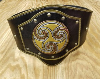 Leather Armor War Belt with Graphic