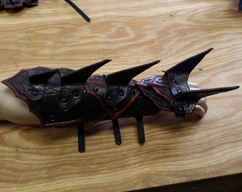 Spiked Barbarian Gauntlets Spiked Leather Armor Gauntlets Plated Gauntlets LARP armor cosplay armor viking armor armour Dark Elf Gauntlets