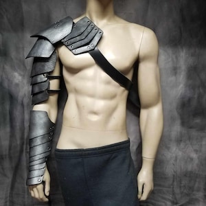 Leather Armor Full Arm Leather Shoulder armor Leather spaulder leather pauldron LARP armor cosplay armor leather gauntlet viking armour
