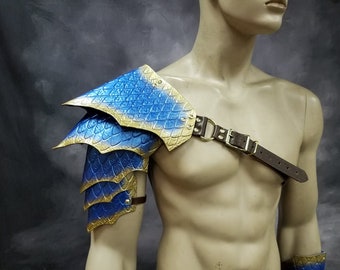 Leather Shoulder armor Dragonscale Leather Armor spaulder leather pauldron LARP armor cosplay armor leather shoulder armour Dragon Scale