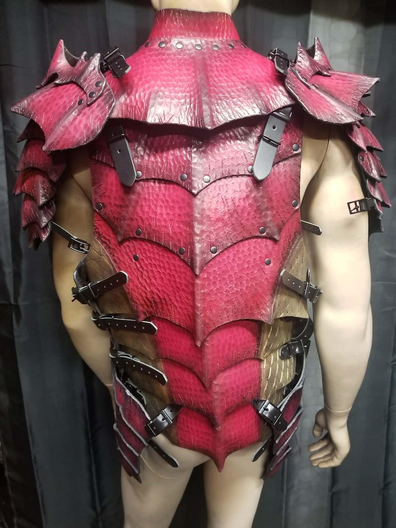 Scaled Chest Leather Armor Dragon Scale Chest Back & Shoulders W/ Tassets: Custom ...