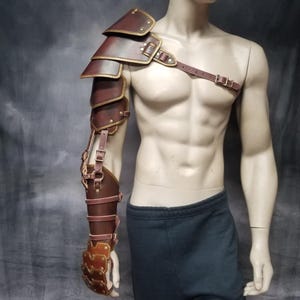 Leather Armor Full Arm Leather Shoulder armor Leather spaulder leather pauldron LARP armor cosplay armor leather gauntlet viking armour