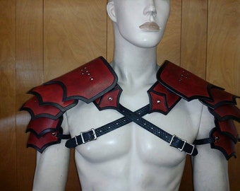 Leather Shoulder armor Leather Armor spaulder leather pauldron LARP armor cosplay armor viking armor celtic armor leather shoulder armour