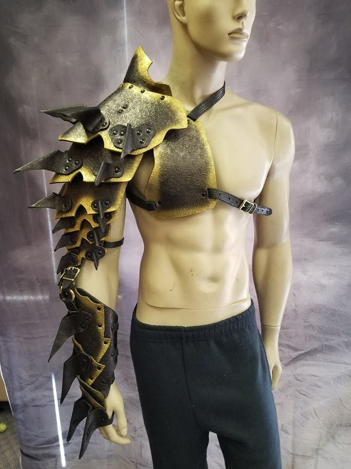 Lederen Armor Dragon Scale Spiked Schouder Kleding Gender-neutrale kleding volwassenen Pakken 