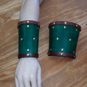 Studded Leather Cuffs Leather Bracers Celtic Cuff Viking Armor LARP armor Cosplay armor Medieval armor armour image 6