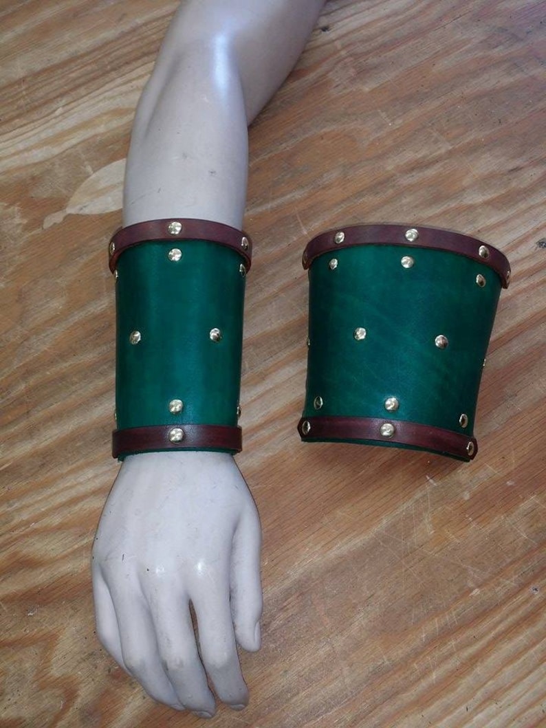 Studded Leather Cuffs Leather Bracers Celtic Cuff Viking Armor LARP armor Cosplay armor Medieval armor armour image 6