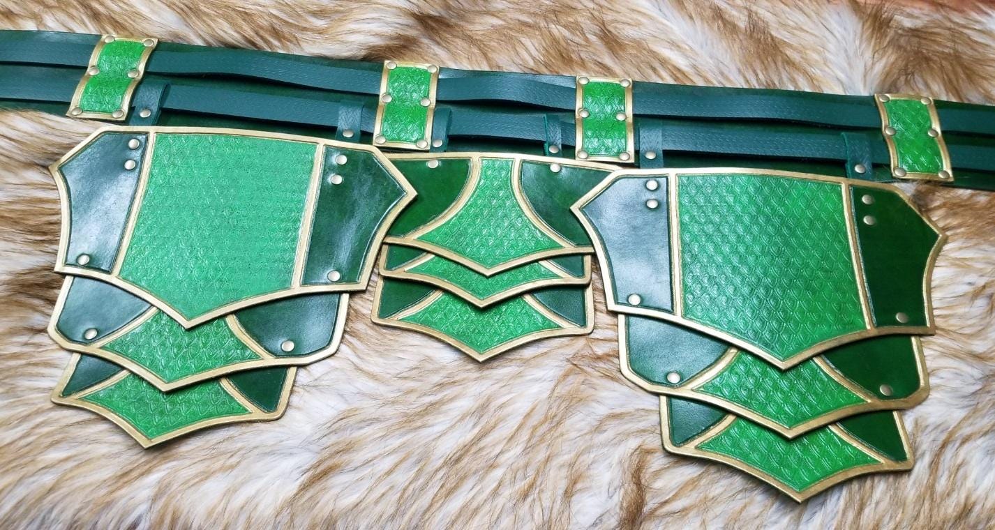 Leather Armor Dragon Scale Belt & Tassets: Custom LARP Cosplay - Etsy