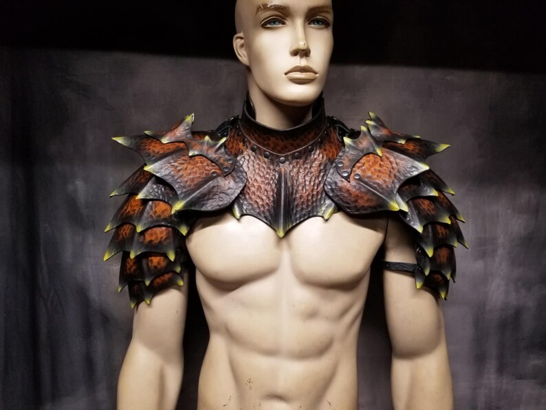 Leather Armor Dragon Scale Shoulders & Gorget: Custom LARP Cosplay ...