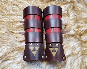 Ocarina of Time Gauntlets with Triforce Leather Armor Hylian Gauntlets Link Gauntlets Leather Gauntlets LARP armor Zelda cosplay armour