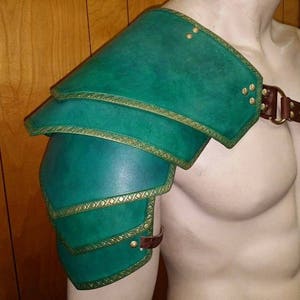 Leather Shoulder armor Leather Armor spaulder leather pauldron LARP armor cosplay armor viking armor celtic armor leather shoulder armour image 6