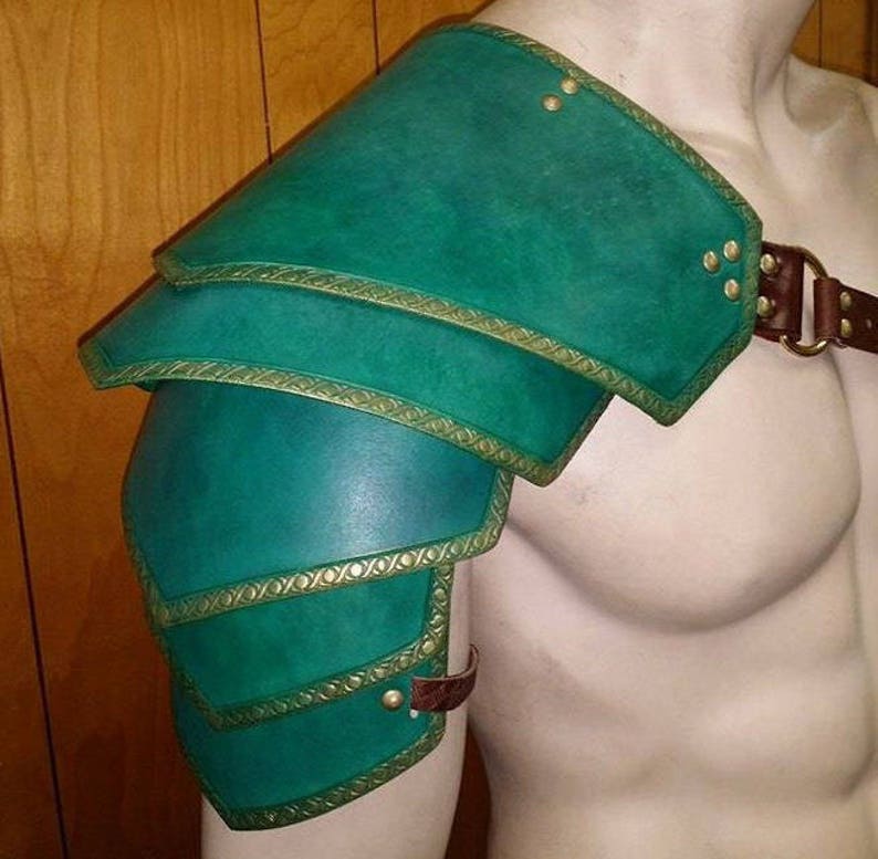 Leather Shoulder armor Leather Armor spaulder leather pauldron LARP armor cosplay armor viking armor celtic armor leather shoulder armour image 6