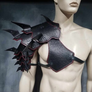 Spiked Barbarian Full Arm Leather Shoulder armor Leather Armor spaulder leather pauldron LARP armor cosplay armor leather gauntlet armour image 4