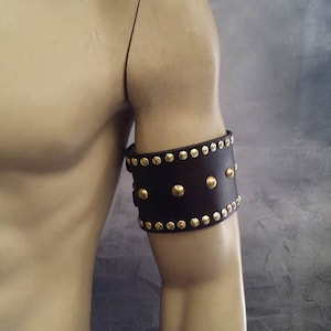 Brass or Nickel Rivet Leather Cuff, Men's Women's Tribal Warrior