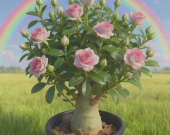 Rosa ökenros levande växt Adenium Obesum | Sällsynt blommande krukväxt | Exotisk Caudex krukväxt