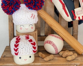 Baseball and Softball Marshmallow Mug Hats - Baseball Hat - Pom Pom Hat - Marshmallow Mug Hats