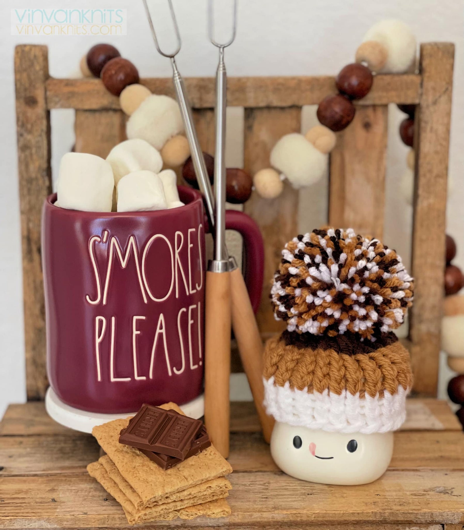 S'more Marshmallow Mug Hats S'mores Hat Mug Hats Etsy