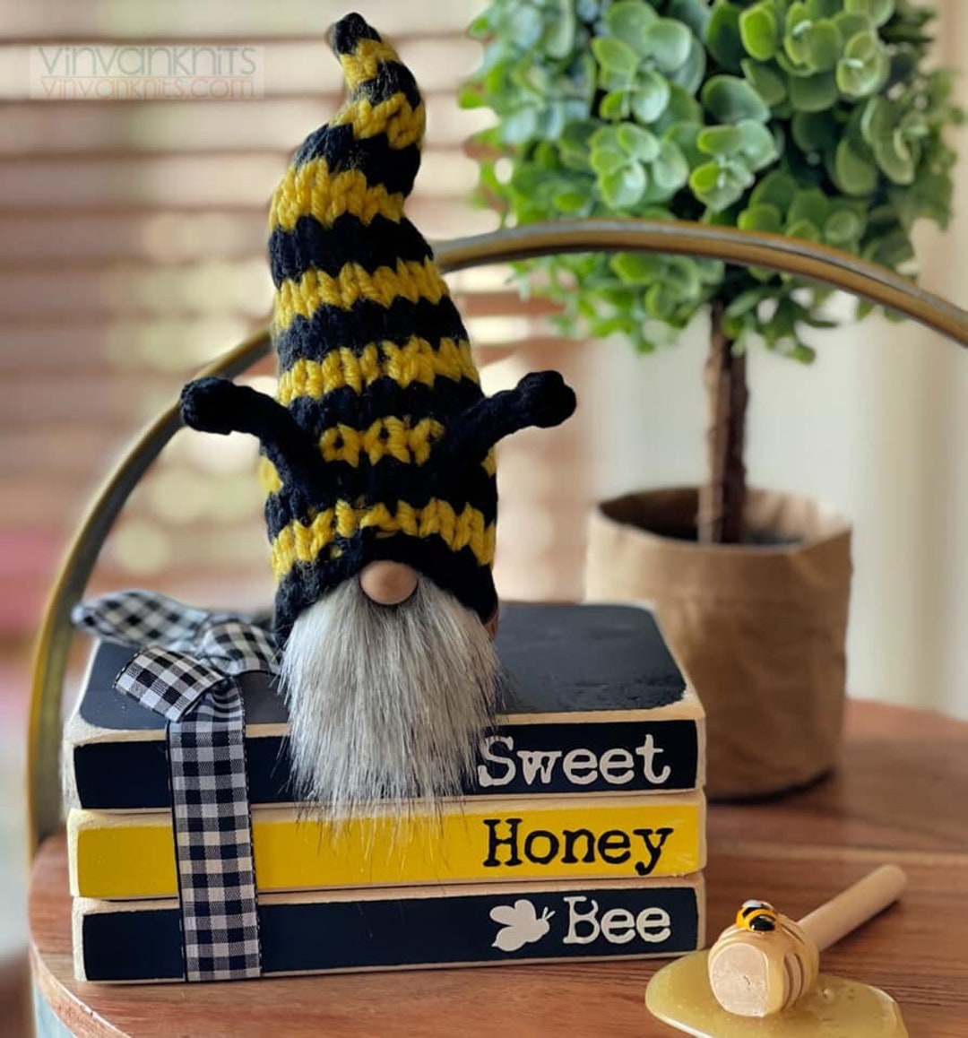 Bee Mini Gnome - Knit Hat Gnome - Gnome - Gnomes - Yellow Gnome - Bees ...