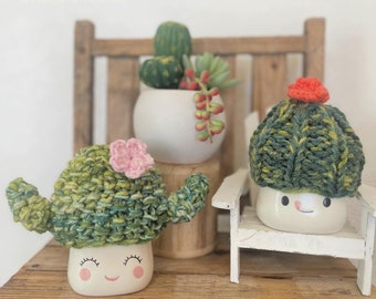 Cactus Marshmallow Mug Hats - Succulent Hat - Knit Hat - Marshmallow Mug Hats