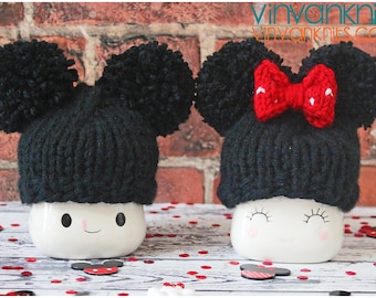 Magic Marshmallow Mug Hats - Minnie Hat - Mickey Hat - Pom Pom Knit Hat - Marshmallow Mug Hats