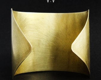 Thick Brass Cuff || Triangle Point || Statement Bracelet || Gold Arm Wrap