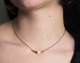 Arched Triangle Necklace || Gold || Brass Pendant || Brass Chain || Delicate || Arrow Necklace || Layering Necklace || Metalwork Jewelry