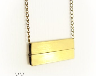 Layered Bar Necklace || Squared Tube