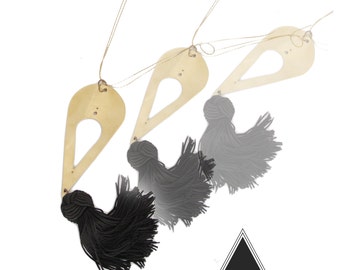 Aphrodite Statement Necklace || Art Deco || Brass / Gold / Bronze Color || Geometric Metalwork Jewelry || Mid-Century || Black Tassel