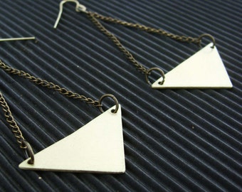 Geo || Triangle Jewelry || Brass Chain || Arrow Earrings || Gold Filled Earring Hooks