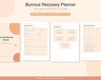 Burnout Recovery Planner Printable | Daily Energy Tracker | Self Care Journal | Burnout Worksheet PDF | Mental Health