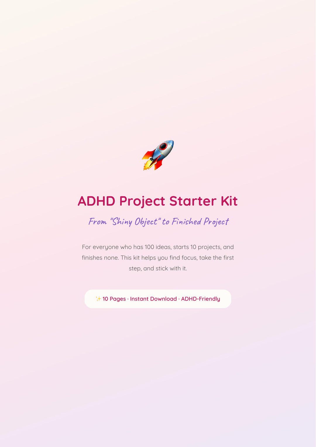 ADHD Project Starter Kit | Focus Planner Printable | Project Management ...