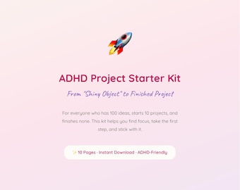 ADHD Project Starter Kit | Focus Planner Printable | Project Management Pdf | Neurodivergent Goals