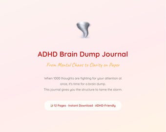 ADHD Brain Dump Journal | Thought Organizer Printable | Overwhelm Planner Pdf | Neurodivergent Adults Journal