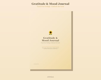 Gratitude & Mood Journal | Daily Gratitude Prompts | Mood Tracker | Printable PDF Planner | Mental Health Journal | Self Care | A4