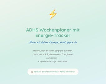 ADHD Weekly Planner Energy Tracker | Printable Daily Planner | Energy Level PDF | Neurodivergent Weekly Planner (German)
