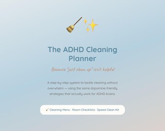 ADHD Cleaning Planner | Cleaning Checklist Printable | Home Organization Pdf | Neurodivergent Cleaning System