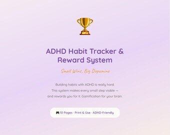 ADHD Habit Tracker Reward System | 30 Day Habit Tracker Printable | Dopamine Reward Pdf | Neurodivergent adults