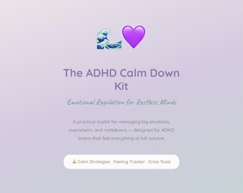 ADHD Calm Down Kit | Emotional Regulation Toolkit Printable | Mood Tracker Pdf | Anxiety Relief for Neurodivergent Adults