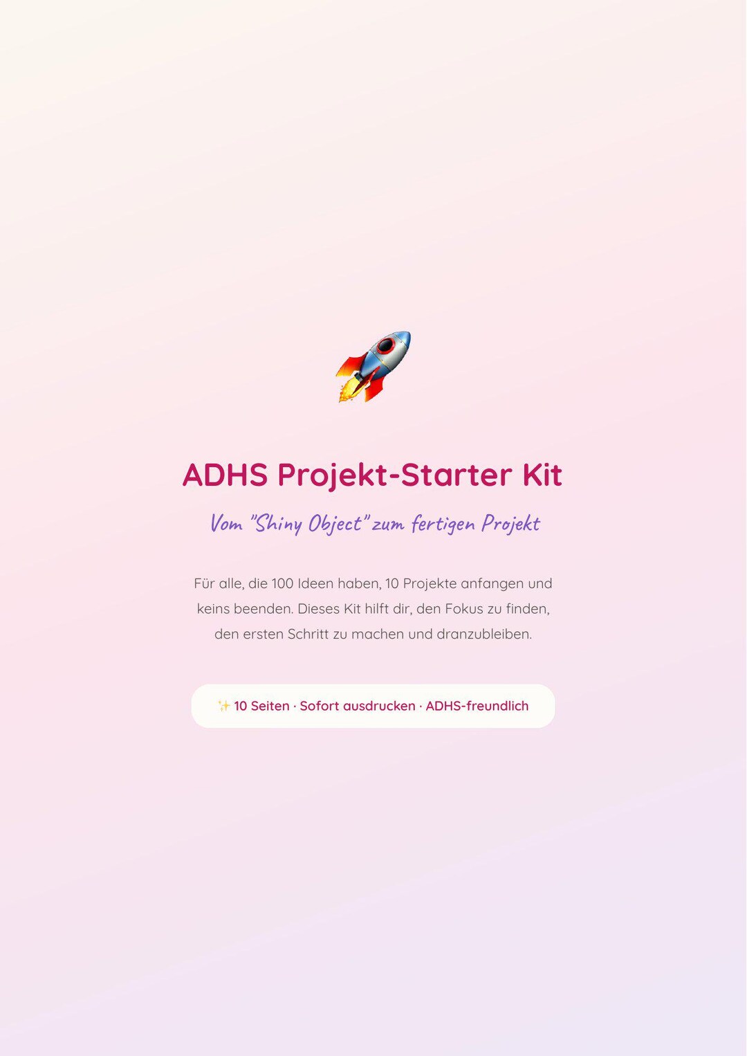 ADHD Project Starter Kit | Printable Focus Planner | Project Management ...