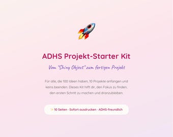 ADHD Project Starter Kit | Printable Focus Planner | Project Management PDF | Neurodivergent Goals (German)
