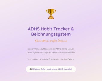 ADHD Habit Tracker Reward System | 30-Day Printable Habit Tracker | Dopamine Reward PDF | Neurodivergent German